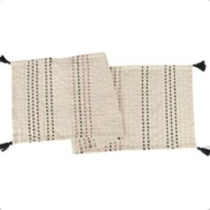 PBK-  Neutral w/ Tassels Table Runner